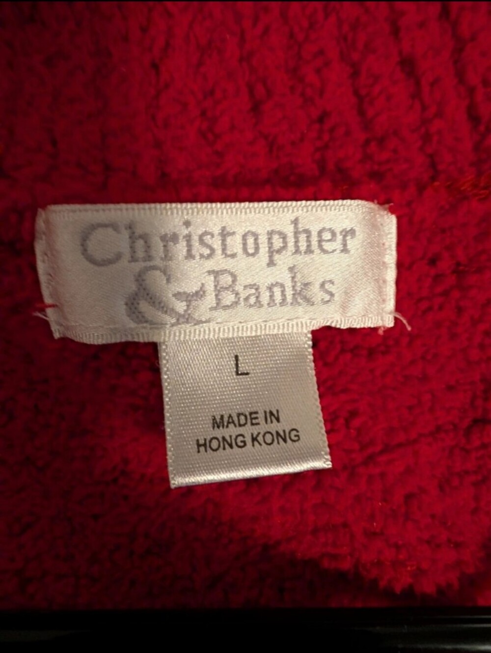 Christopher & Banks Women’s Large Red Fuzzy Full Zip Sweater Vest Cozy - Picture 6 of 6